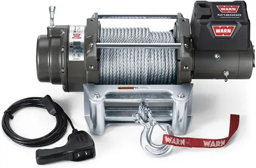 WARN 265072 Heavy Duty 24V M12000 Winch with Steel Cable Wire Rope
