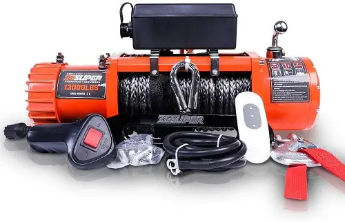 ZESUPER 12V 13000-lb Load Capacity Electric Truck Winch Kit Synthetic Rope