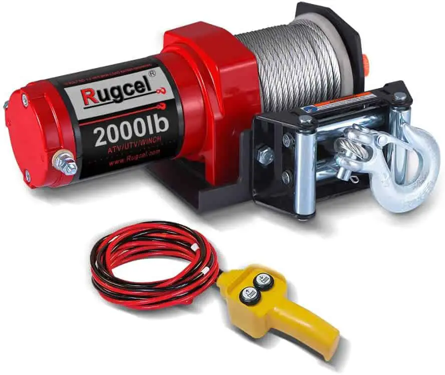 RUGCEL Electric 12V 2000lb Single Line Waterproof Winch
